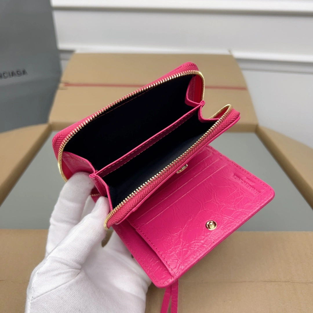 TechFriendly Balenciaga Magenta Retro Leather Wallet with Card Compartments 60855