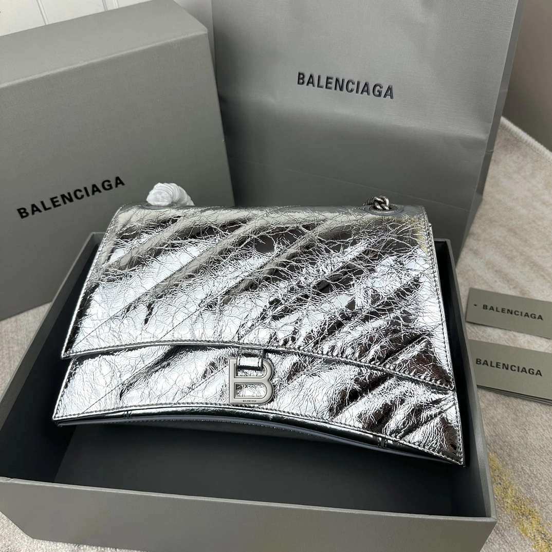 Balenciaga Medium Silver Crush Hourglass Chain Bag Refined 60939