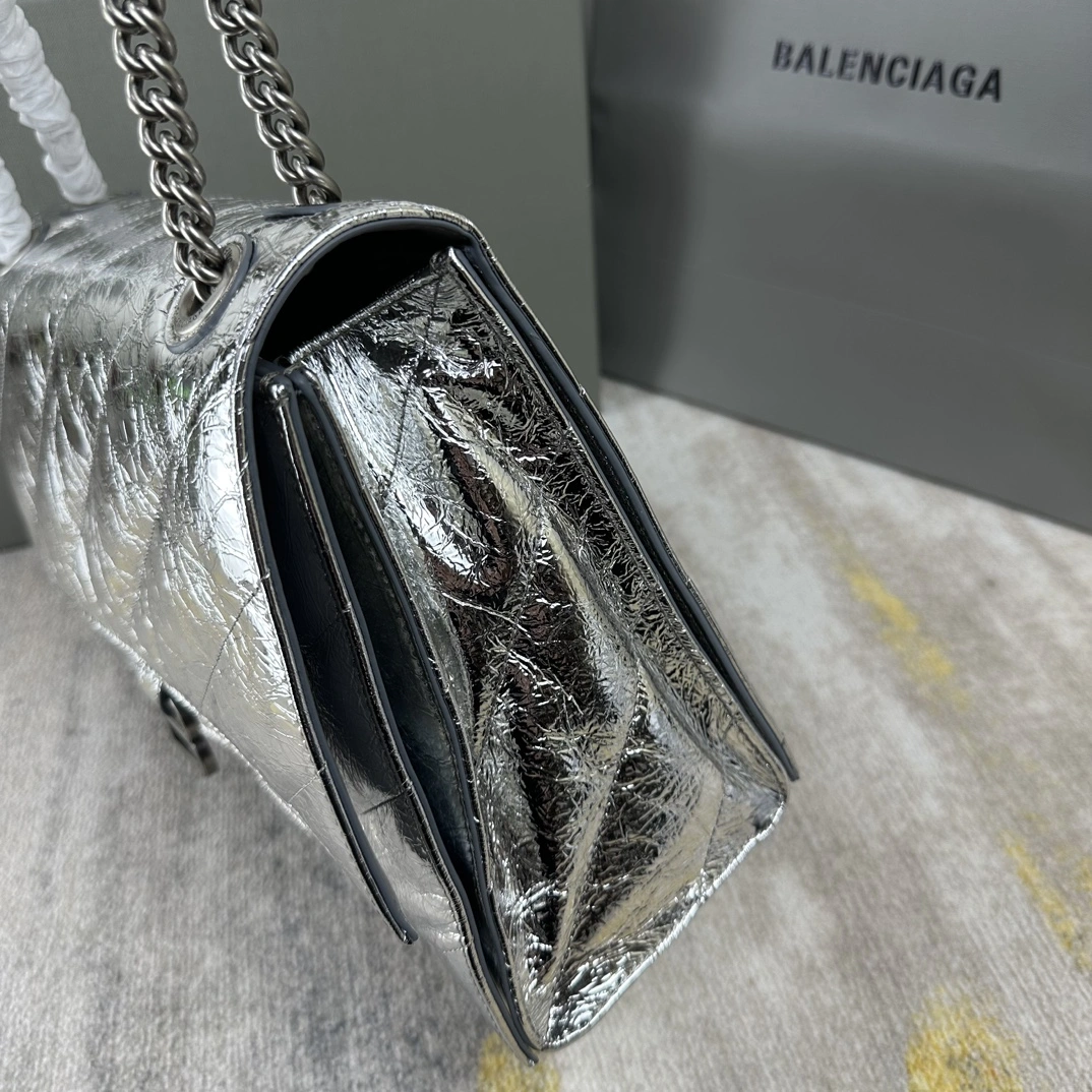 Balenciaga Medium Silver Crush Hourglass Chain Bag Refined 60939