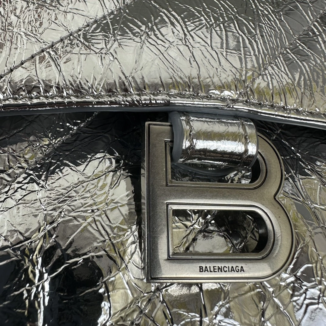 Balenciaga Medium Silver Crush Hourglass Chain Bag Refined 60939