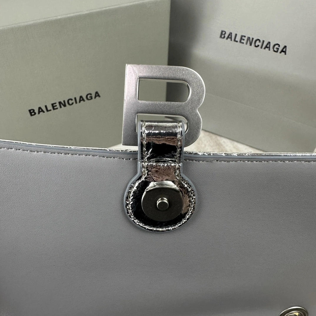 Balenciaga Medium Silver Crush Hourglass Chain Bag Refined 60939