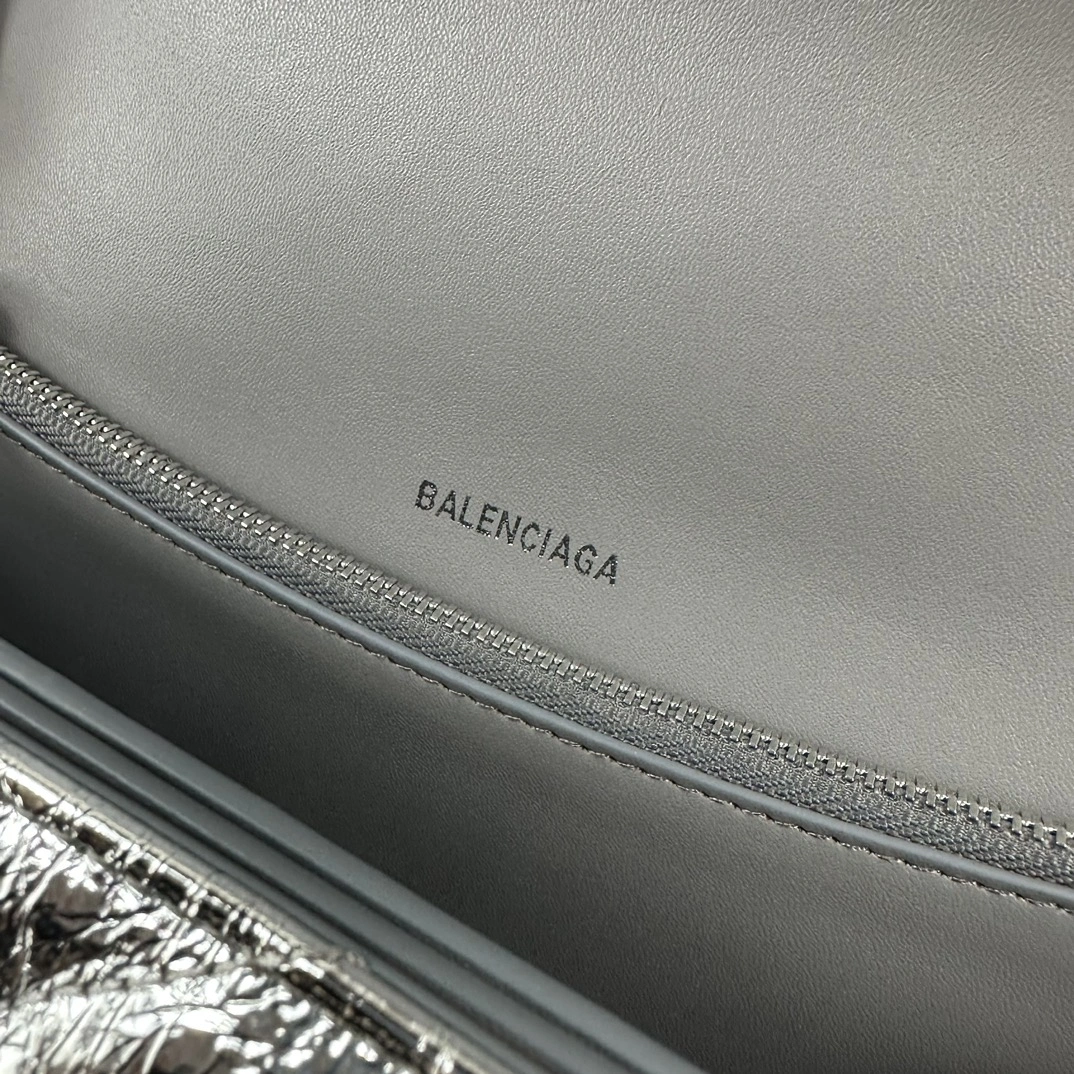 Balenciaga Medium Silver Crush Hourglass Chain Bag Refined 60939