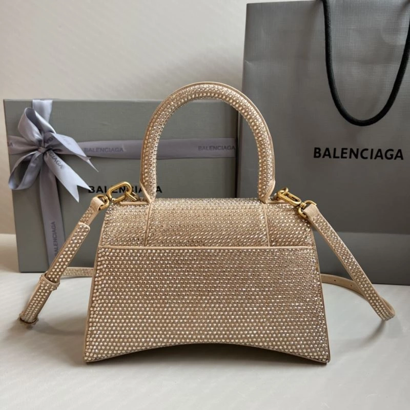 Neat Balenciaga Milk Tea Hourglass Bling Bag - Studded Elegance 70057