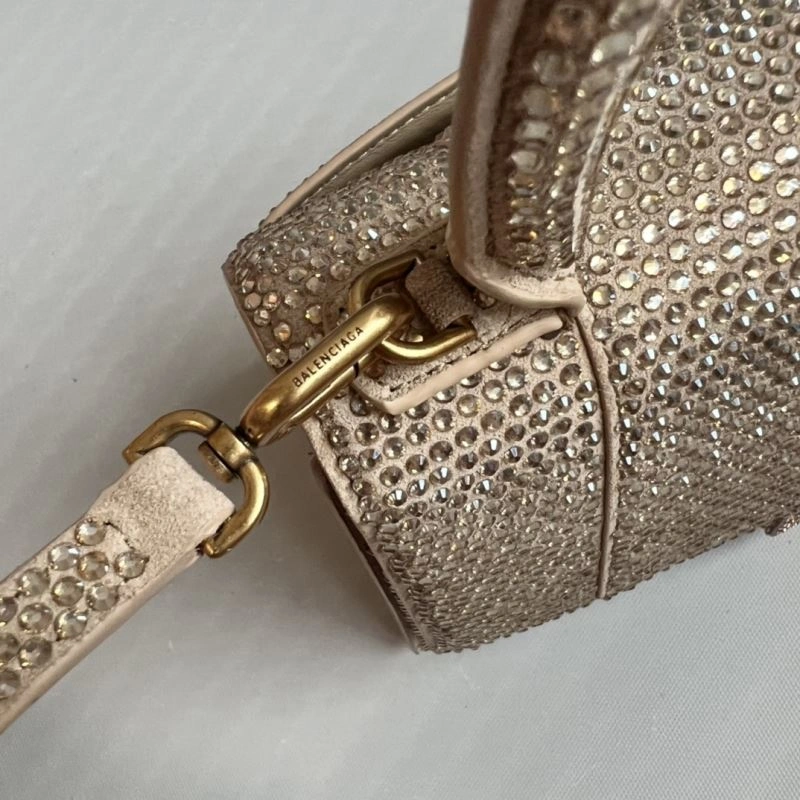 Neat Balenciaga Milk Tea Hourglass Bling Bag - Studded Elegance 70057