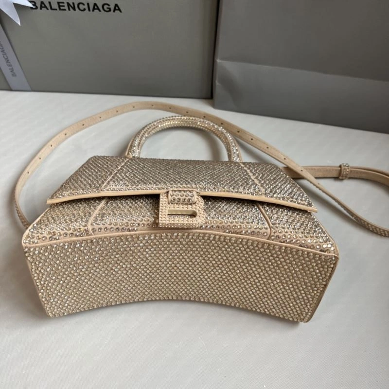 Neat Balenciaga Milk Tea Hourglass Bling Bag - Studded Elegance 70057