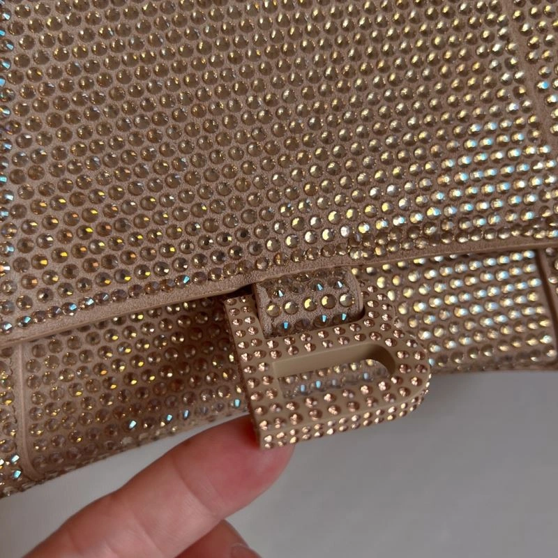 Neat Balenciaga Milk Tea Hourglass Bling Bag - Studded Elegance 70057
