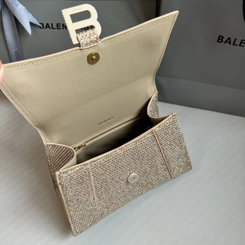 Neat Balenciaga Milk Tea Hourglass Bling Bag - Studded Elegance 70057