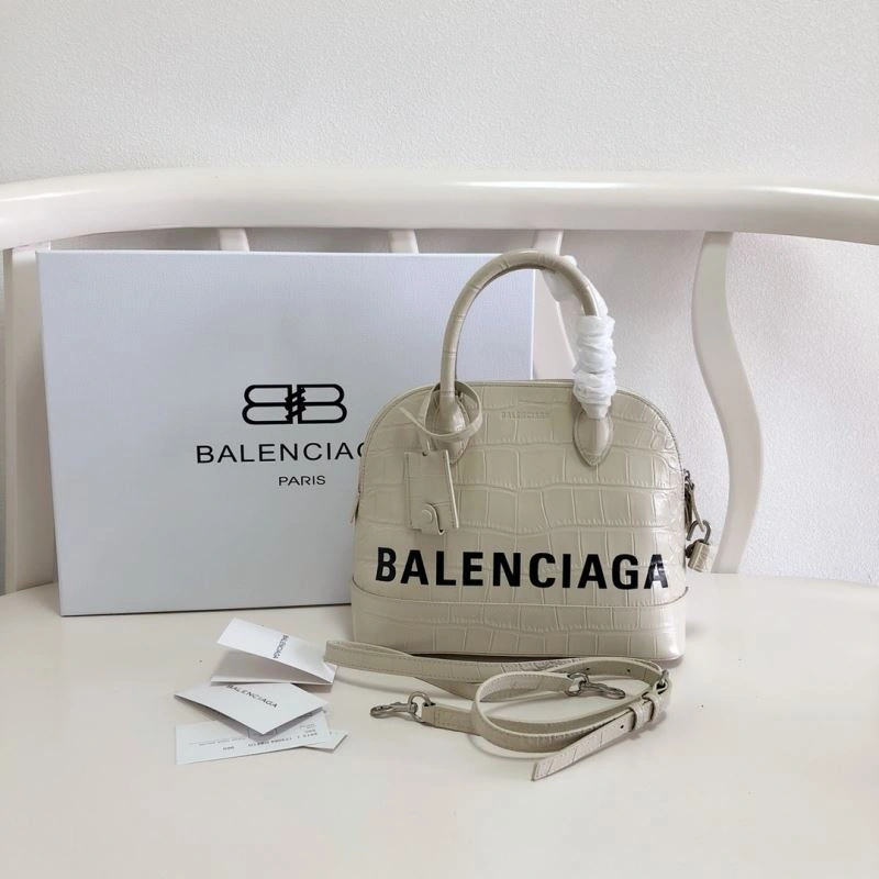Balenciaga Milk White Crocodile Effect Shell Bag - 26cm ZipUp 78551