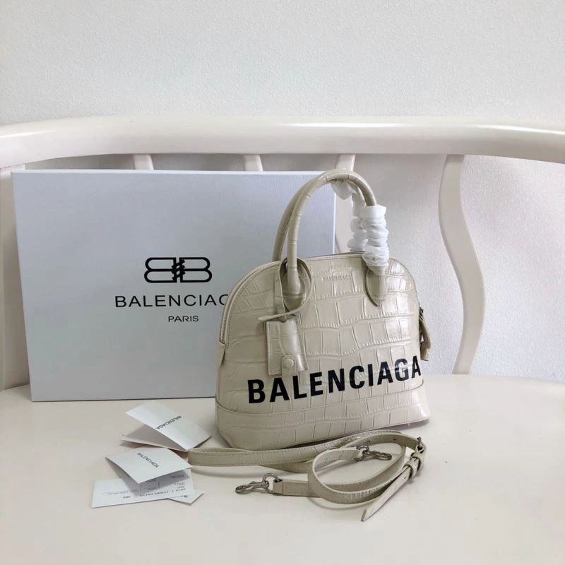 Balenciaga Milk White Crocodile Effect Shell Bag - 26cm ZipUp 78551