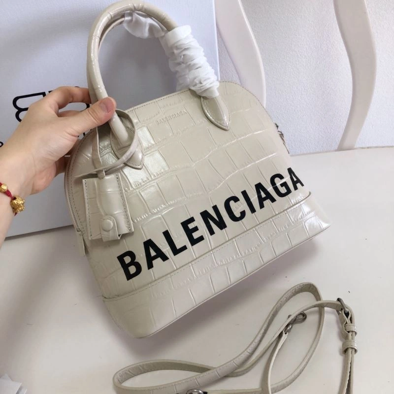 Balenciaga Milk White Crocodile Effect Shell Bag - 26cm ZipUp 78551