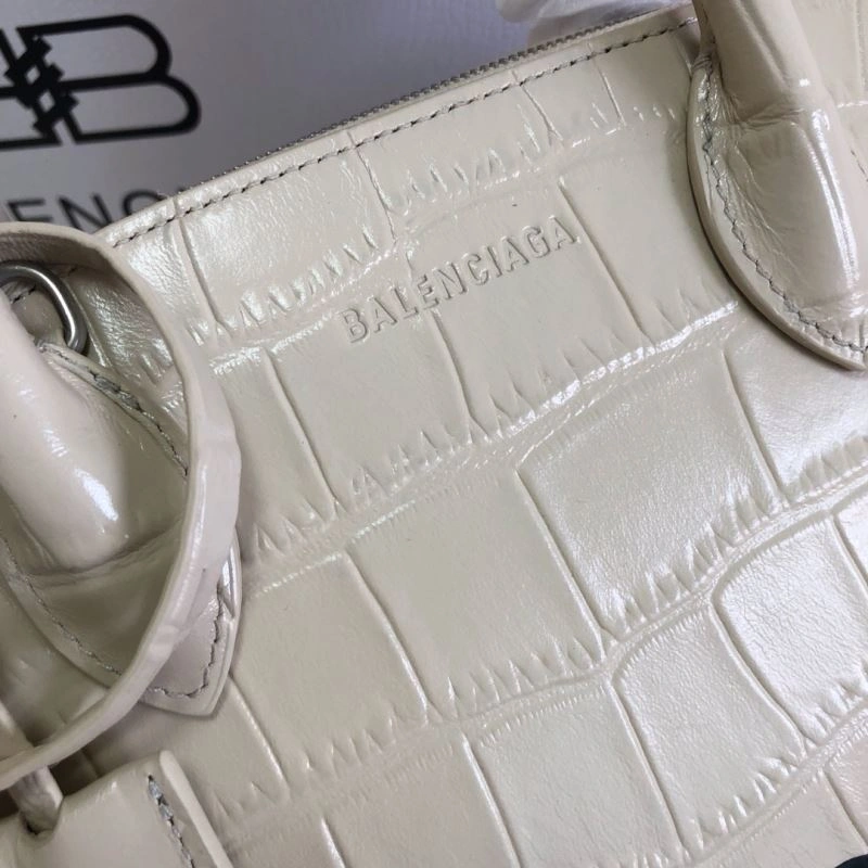 Balenciaga Milk White Crocodile Effect Shell Bag - 26cm ZipUp 78551