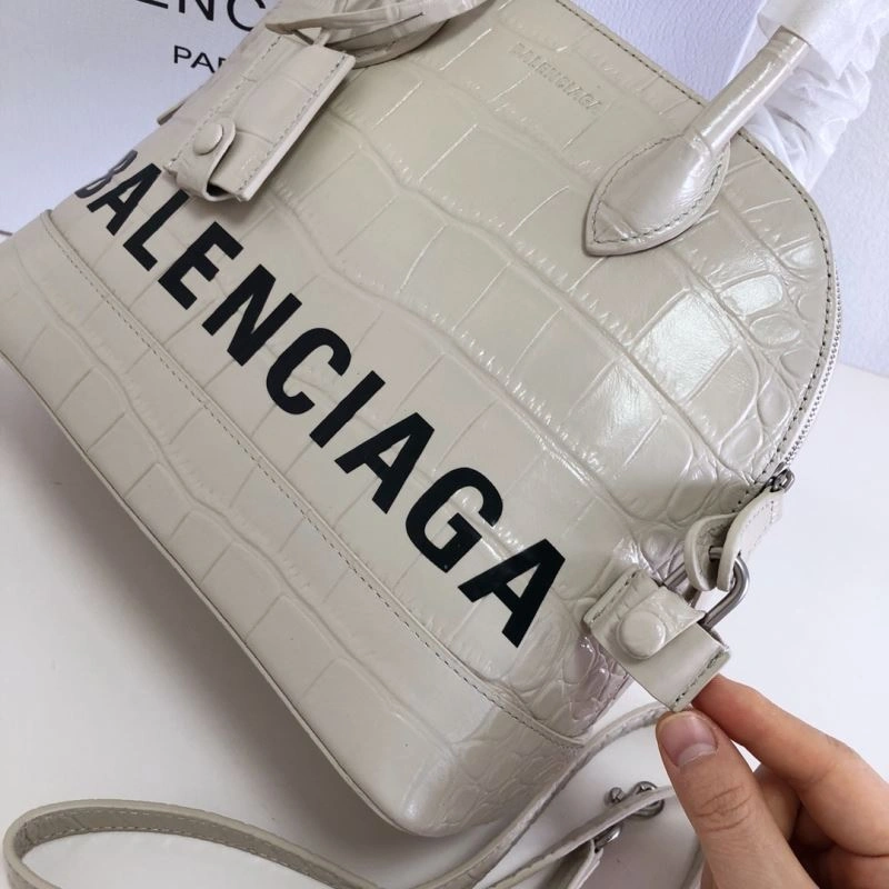 Balenciaga Milk White Crocodile Effect Shell Bag - 26cm ZipUp 78551