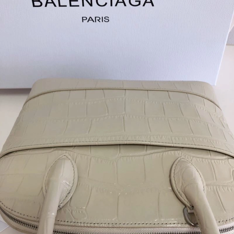 Balenciaga Milk White Crocodile Effect Shell Bag - 26cm ZipUp 78551