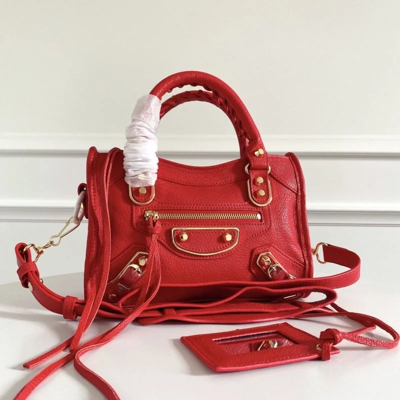 SmoothTexture Balenciaga Mini  Goatskin Motorcycle Bag with Gold Buckle 38315