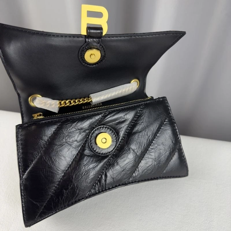 Balenciaga Mini Black Gold Crush Hourglass Quilted Chain Bag Attractive 75279