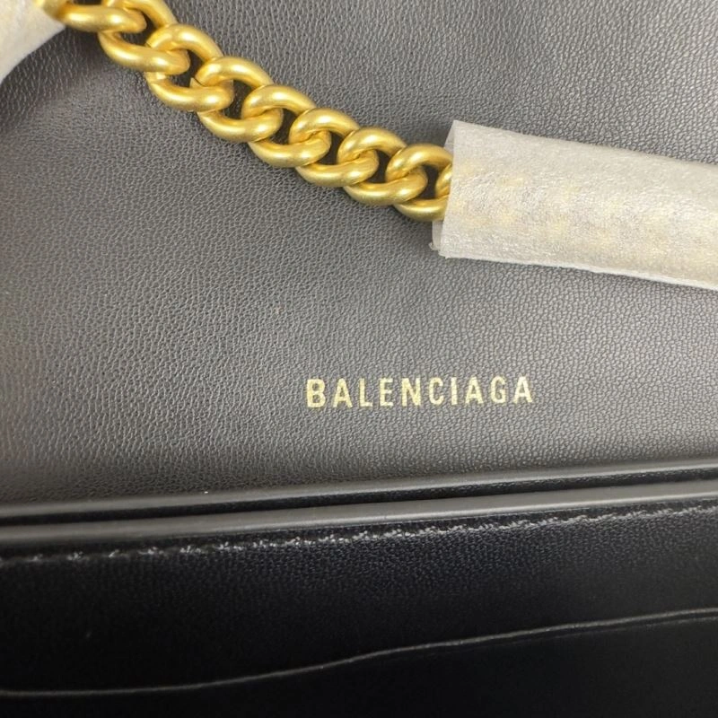Balenciaga Mini Black Gold Crush Hourglass Quilted Chain Bag Attractive 75279