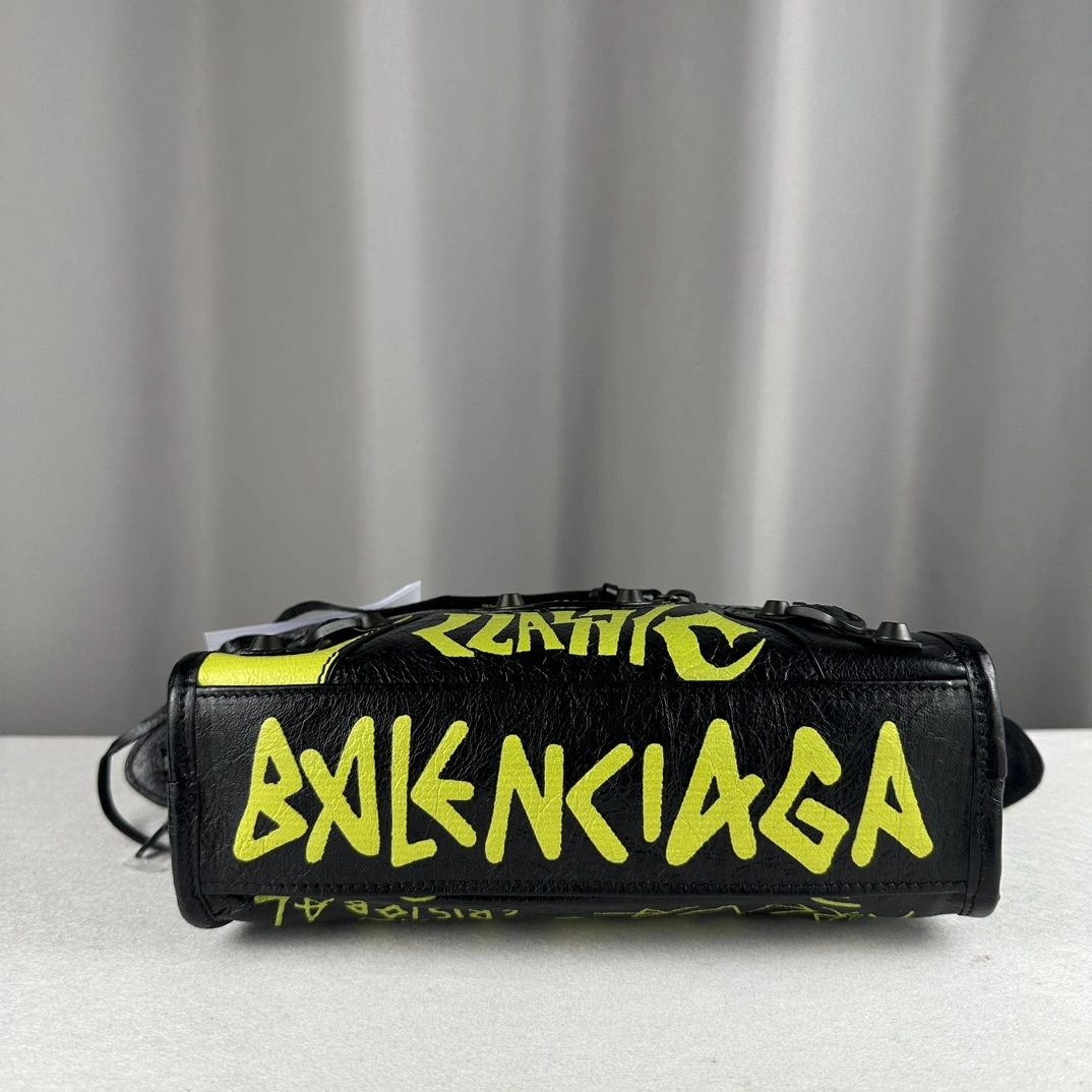 Balenciaga Mini City Graffiti Lambskin Handcrafted Bag 24cm SoftTouch 61000