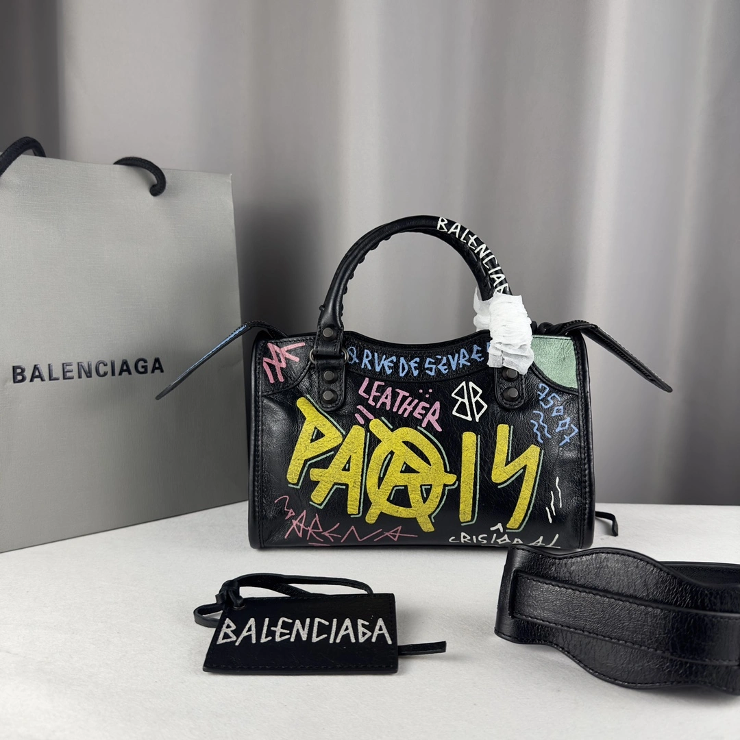 OnTrend Balenciaga Mini City Graffiti Sheepskin Handcrafted Bag 61058