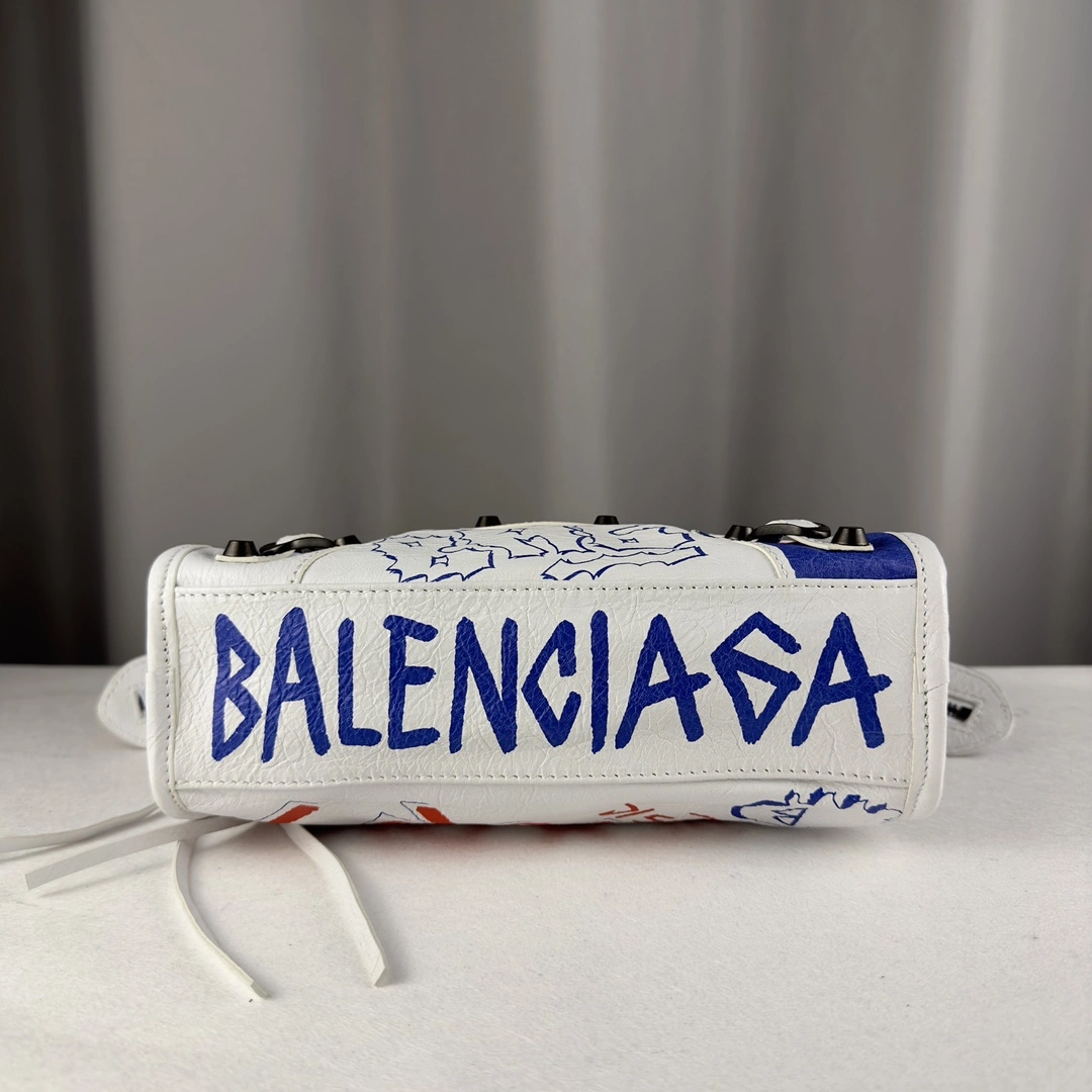 Balenciaga Mini City Graffiti Sheepskin Handcrafted Bag FastDry 60994