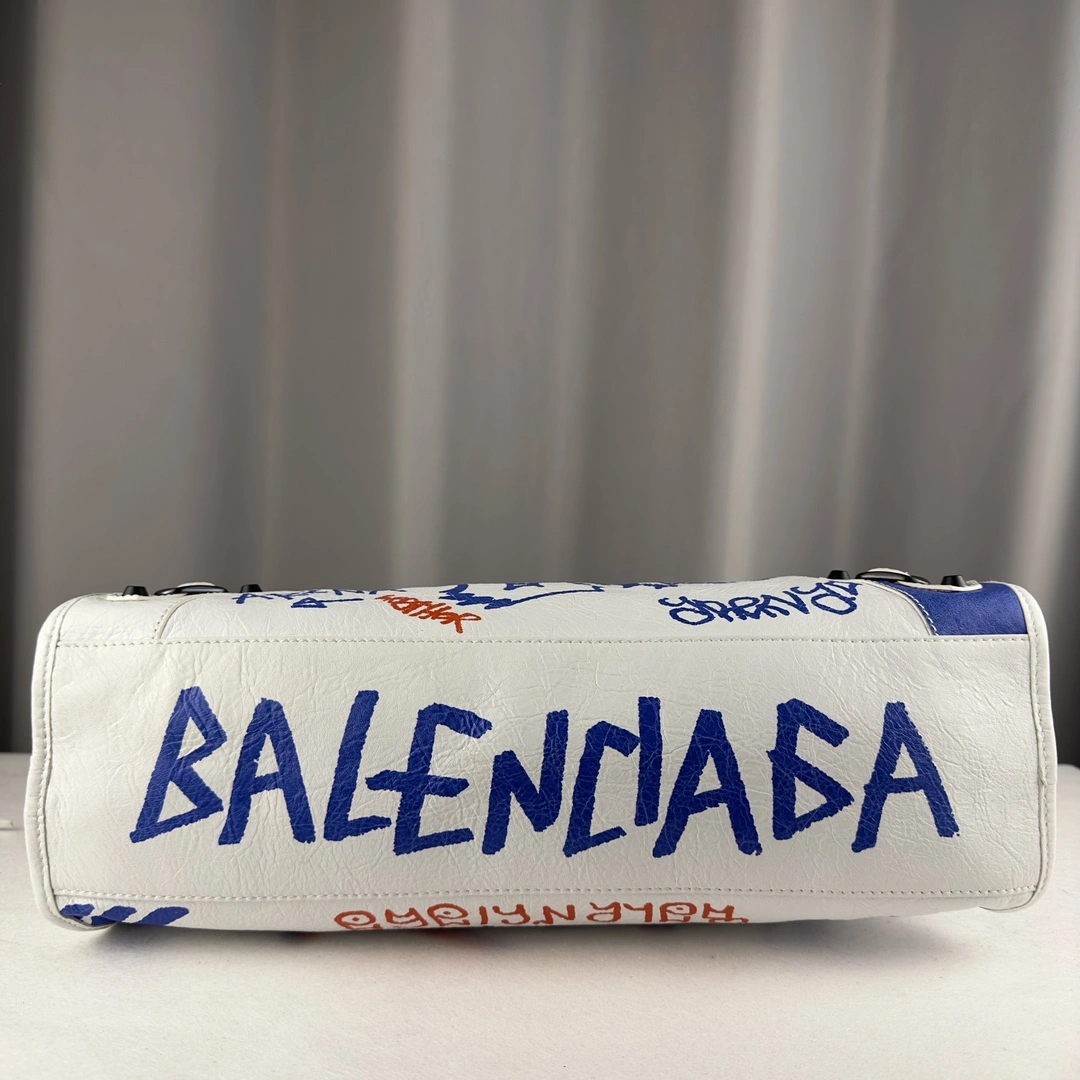 Balenciaga Mini City Graffiti Sheepskin Handmade Replica 38cm Supportive 60995