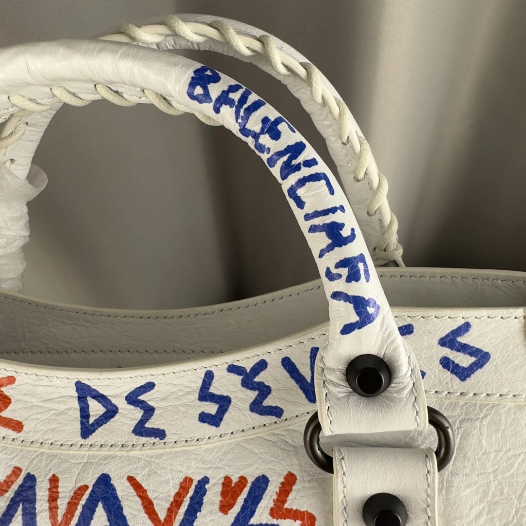 Balenciaga Mini City Graffiti Sheepskin Handmade Replica 38cm Supportive 60995