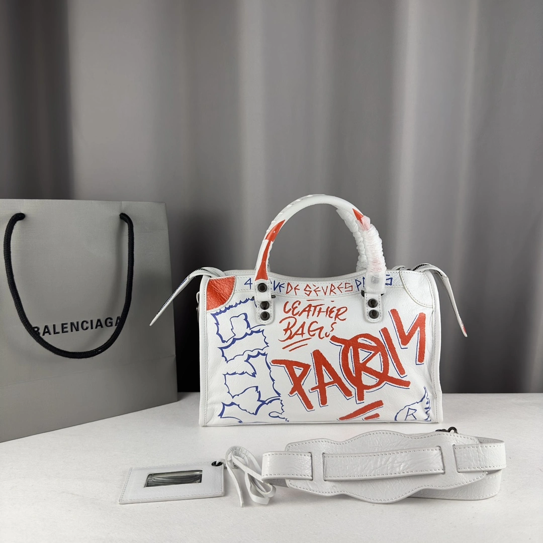 Balenciaga Mini City Graffiti Sheepskin Replica Bag 30cm OnTrend 60993