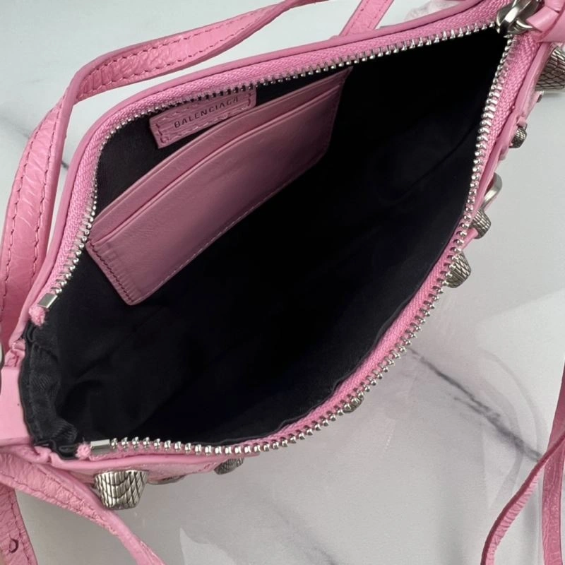 Lightweight Balenciaga Mini Crackle Pink Le Cagole Bag with Silver Buckle 78803