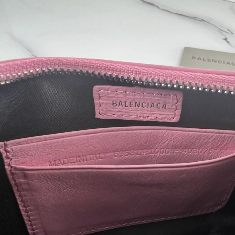 Lightweight Balenciaga Mini Crackle Pink Le Cagole Bag with Silver Buckle 78803