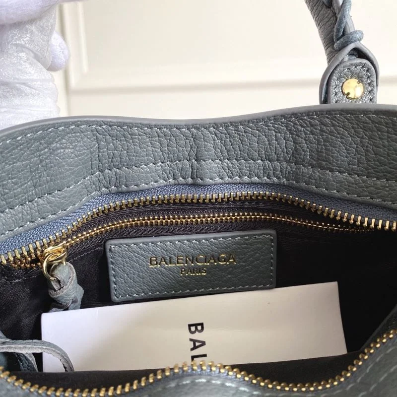 Balenciaga Mini Goat Leather Motorcycle Bag with Gold Buckle - Gray-Blue BestValue 38297