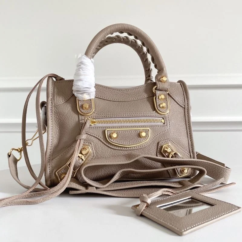 EasyCare Balenciaga Mini Goat Leather Motorcycle Bag with Gold Buckle 38318