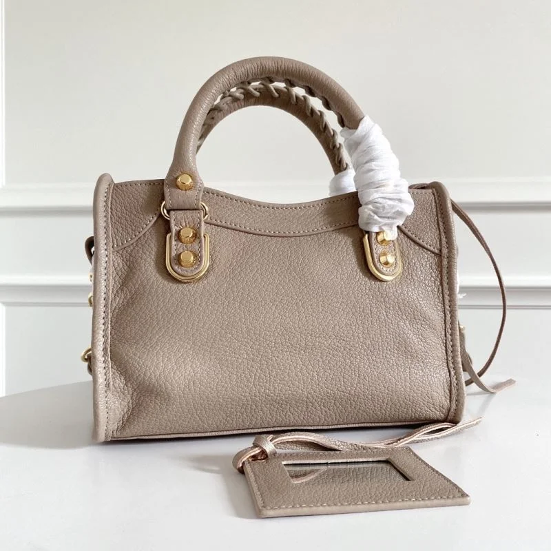 EasyCare Balenciaga Mini Goat Leather Motorcycle Bag with Gold Buckle 38318