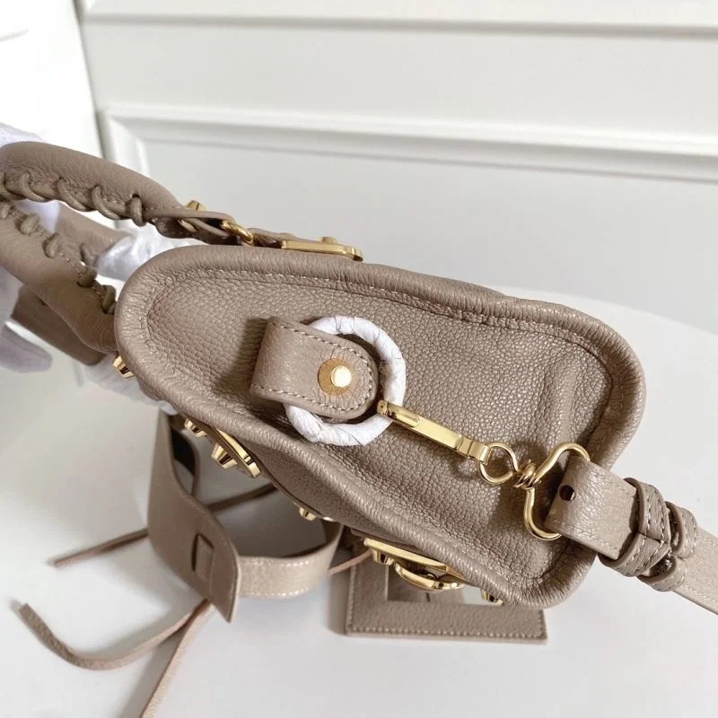 EasyCare Balenciaga Mini Goat Leather Motorcycle Bag with Gold Buckle 38318