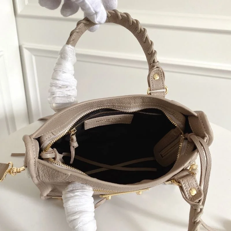 EasyCare Balenciaga Mini Goat Leather Motorcycle Bag with Gold Buckle 38318