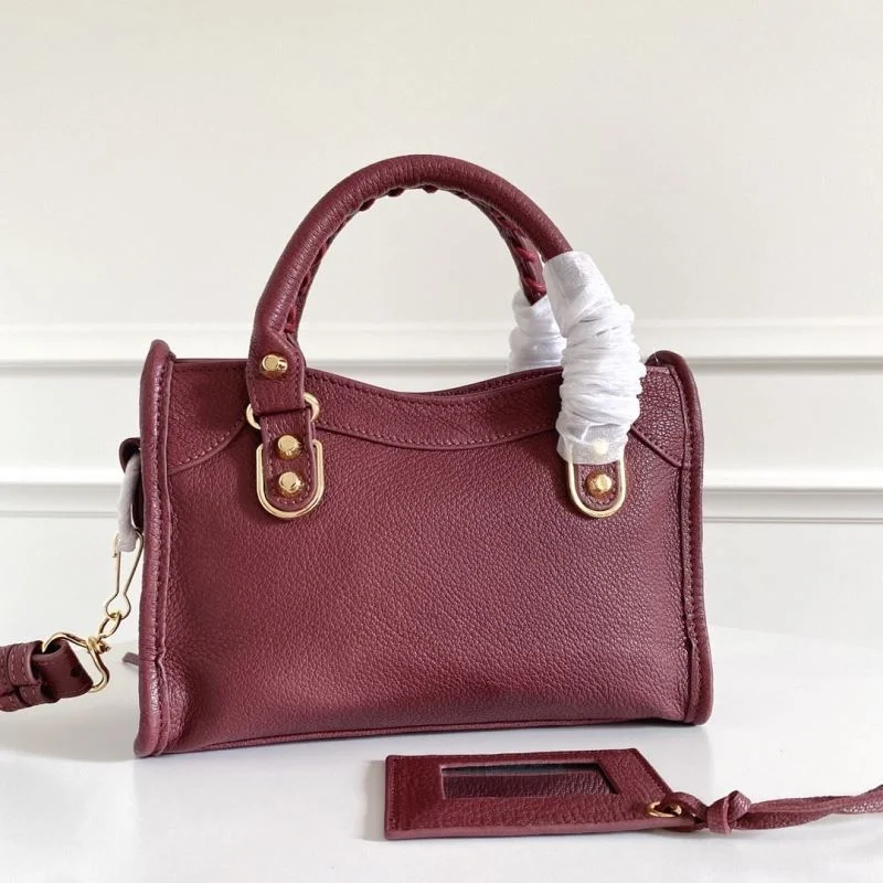 Sustainable Balenciaga Mini Goat Leather Motorcycle Bag with Gold Buckle 38308