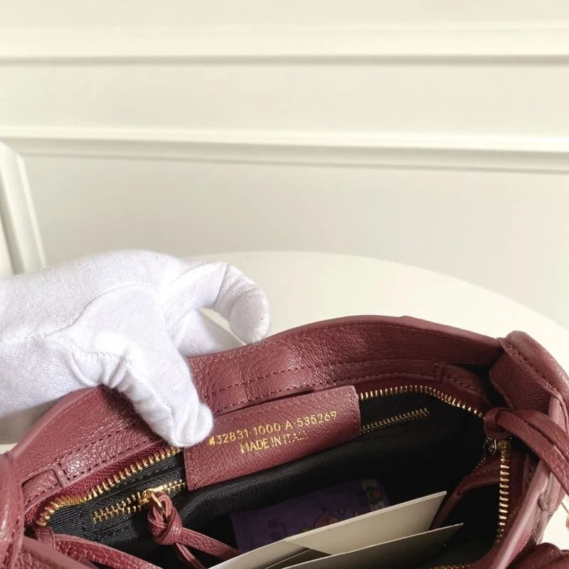 Sustainable Balenciaga Mini Goat Leather Motorcycle Bag with Gold Buckle 38308