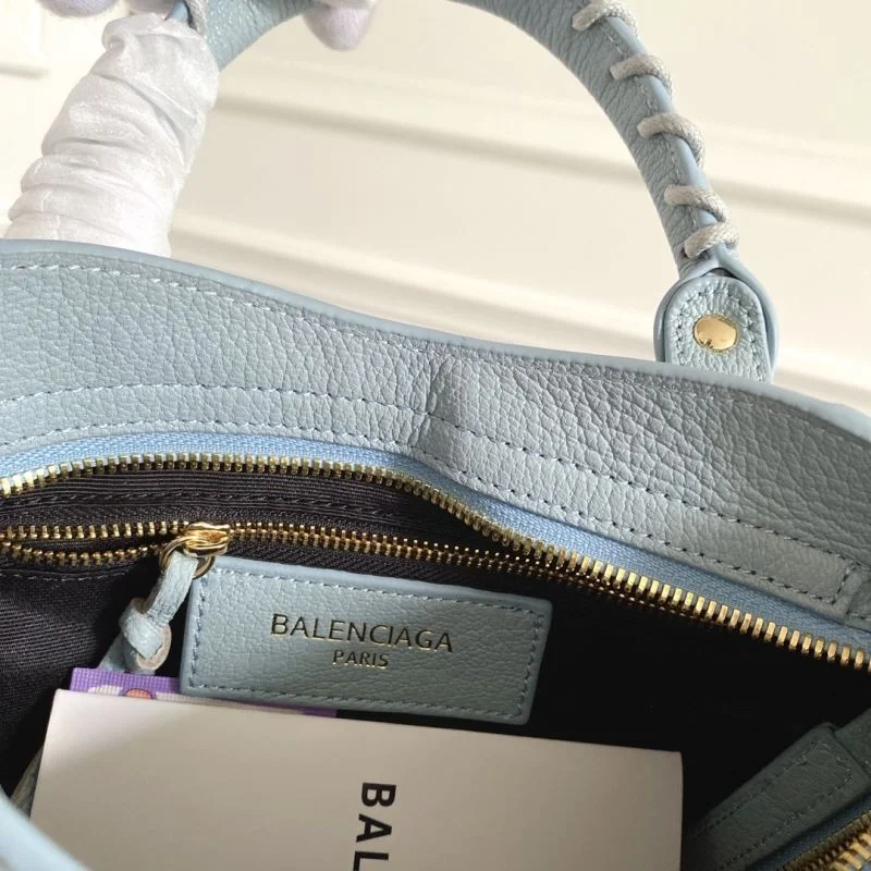 SmoothTexture Balenciaga Mini Goatskin Motorcycle Bag with Gold Buckle - Water Blue 38311