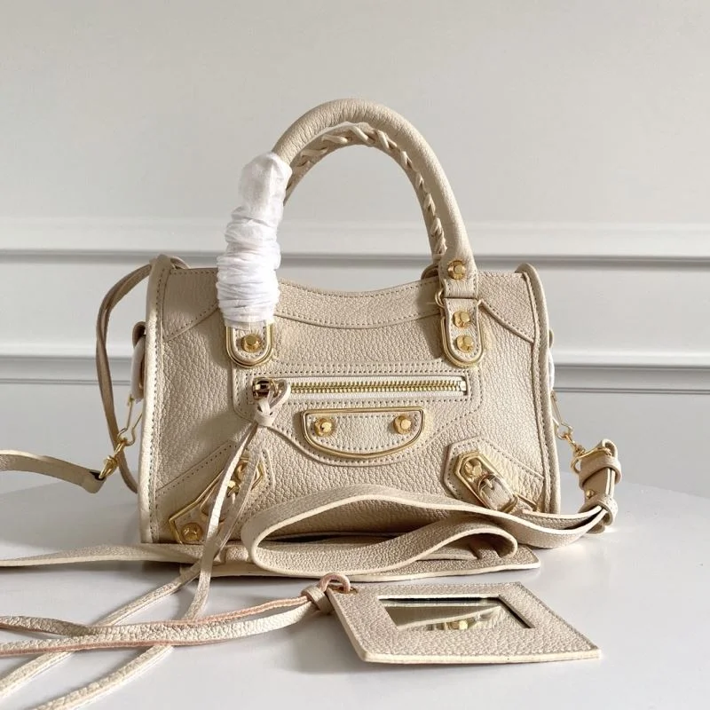 Balenciaga Mini Italian Goat Leather Motorcycle Bag with Gold Buckle SoftTouch 38296