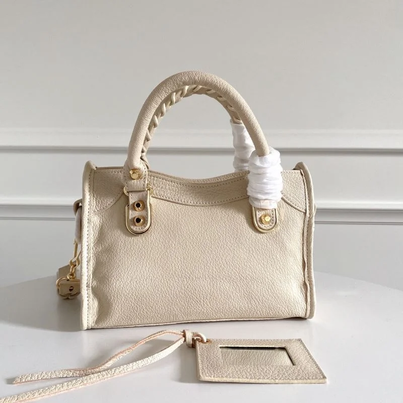 Balenciaga Mini Italian Goat Leather Motorcycle Bag with Gold Buckle SoftTouch 38296