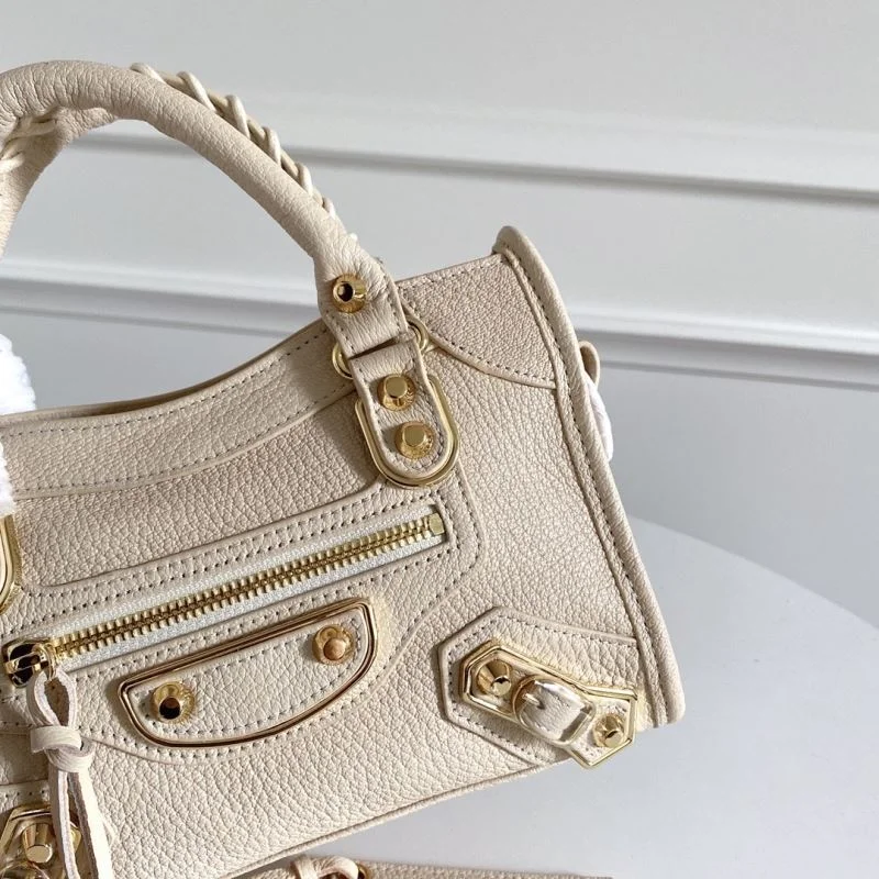 Balenciaga Mini Italian Goat Leather Motorcycle Bag with Gold Buckle SoftTouch 38296
