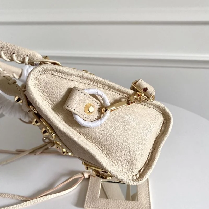 Balenciaga Mini Italian Goat Leather Motorcycle Bag with Gold Buckle SoftTouch 38296