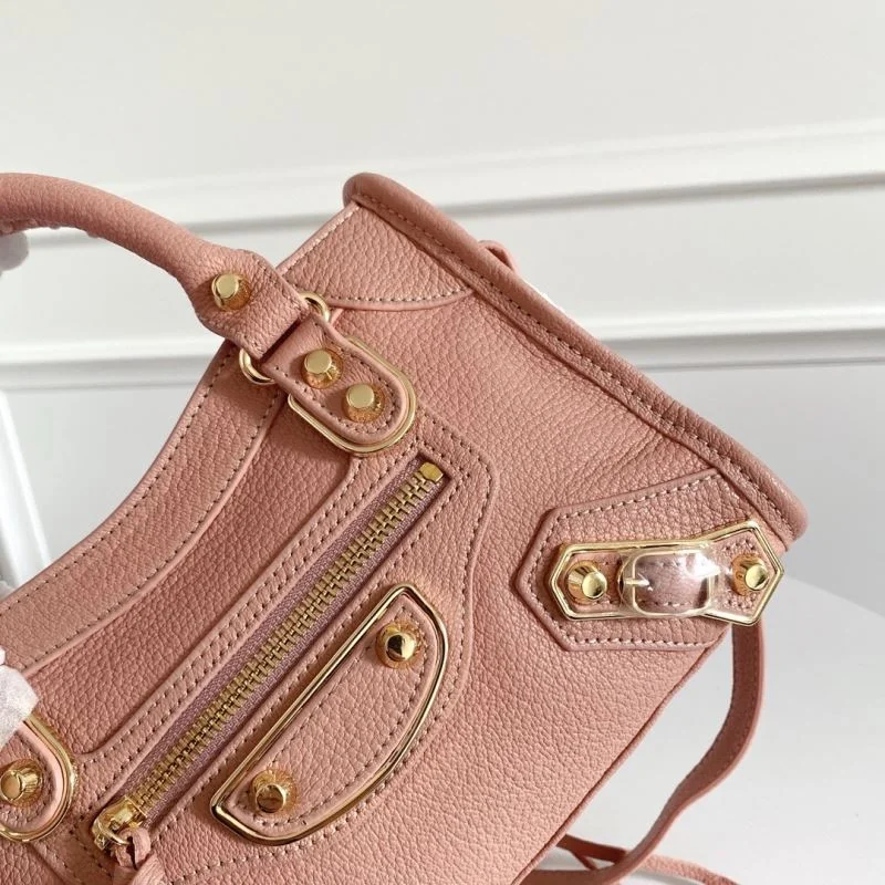 Balenciaga Mini Italian Goatskin Motorcycle Bag with Gold Buckle - Light Pink Classic 38310