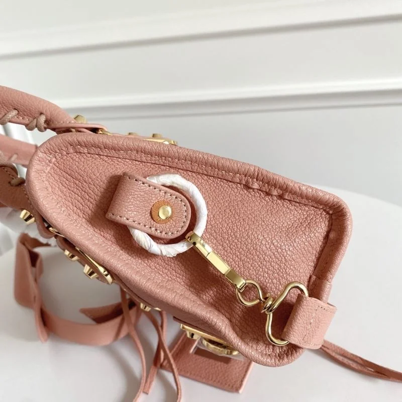 Balenciaga Mini Italian Goatskin Motorcycle Bag with Gold Buckle - Light Pink Classic 38310