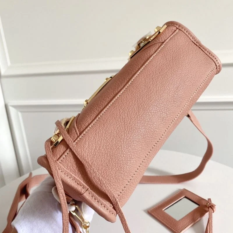 Balenciaga Mini Italian Goatskin Motorcycle Bag with Gold Buckle - Light Pink Classic 38310