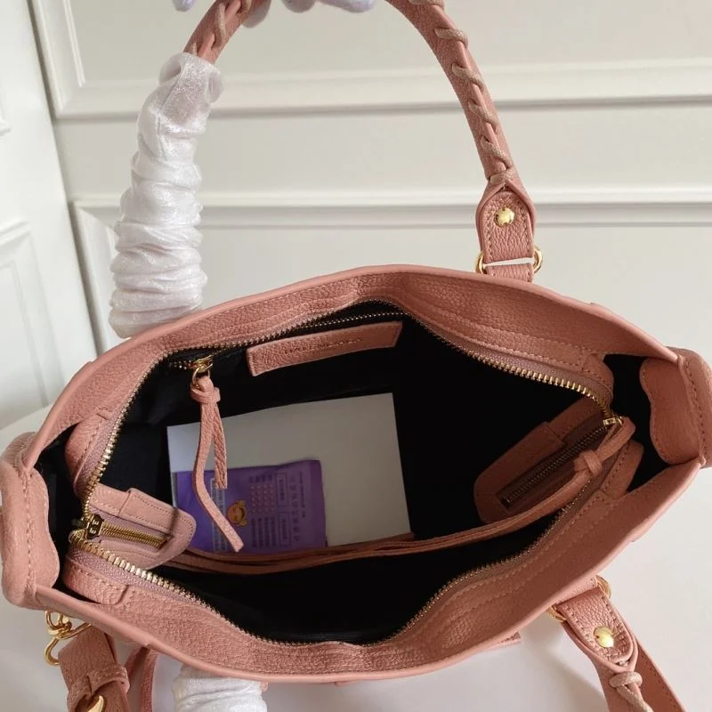 Balenciaga Mini Italian Goatskin Motorcycle Bag with Gold Buckle - Light Pink Classic 38310