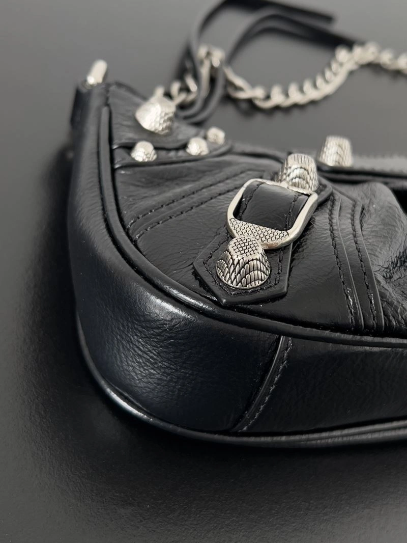 Comfortable Balenciaga Mini Le Cagole Half-Moon Handbag with Double Straps 78813