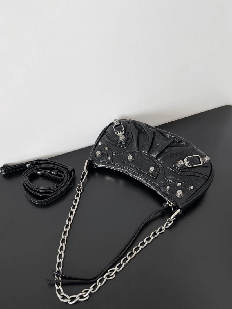 Comfortable Balenciaga Mini Le Cagole Half-Moon Handbag with Double Straps 78813