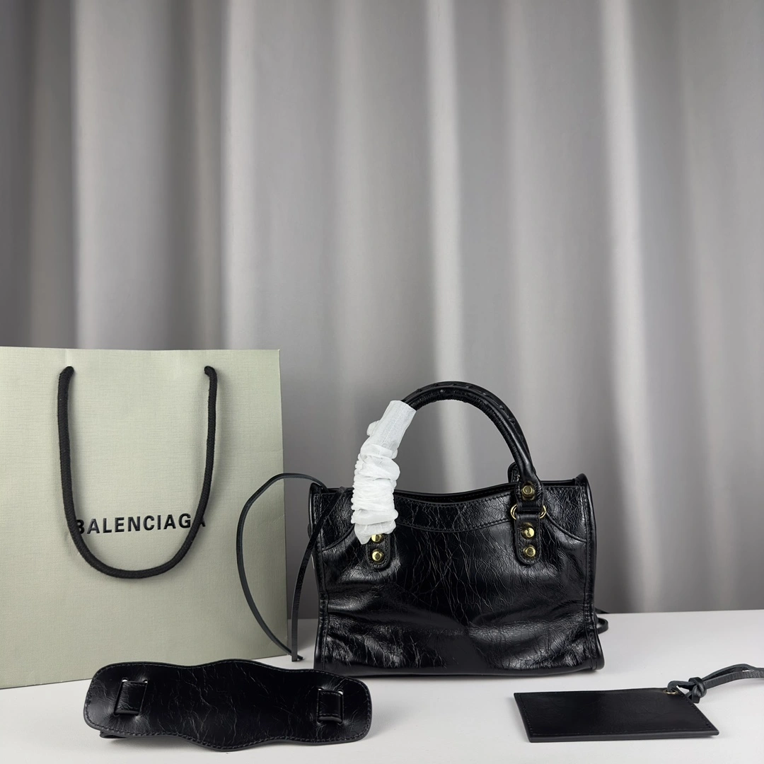UrbanStyle Balenciaga Mini Motorcycle Bag - Logo Print with Gold Studs 60990