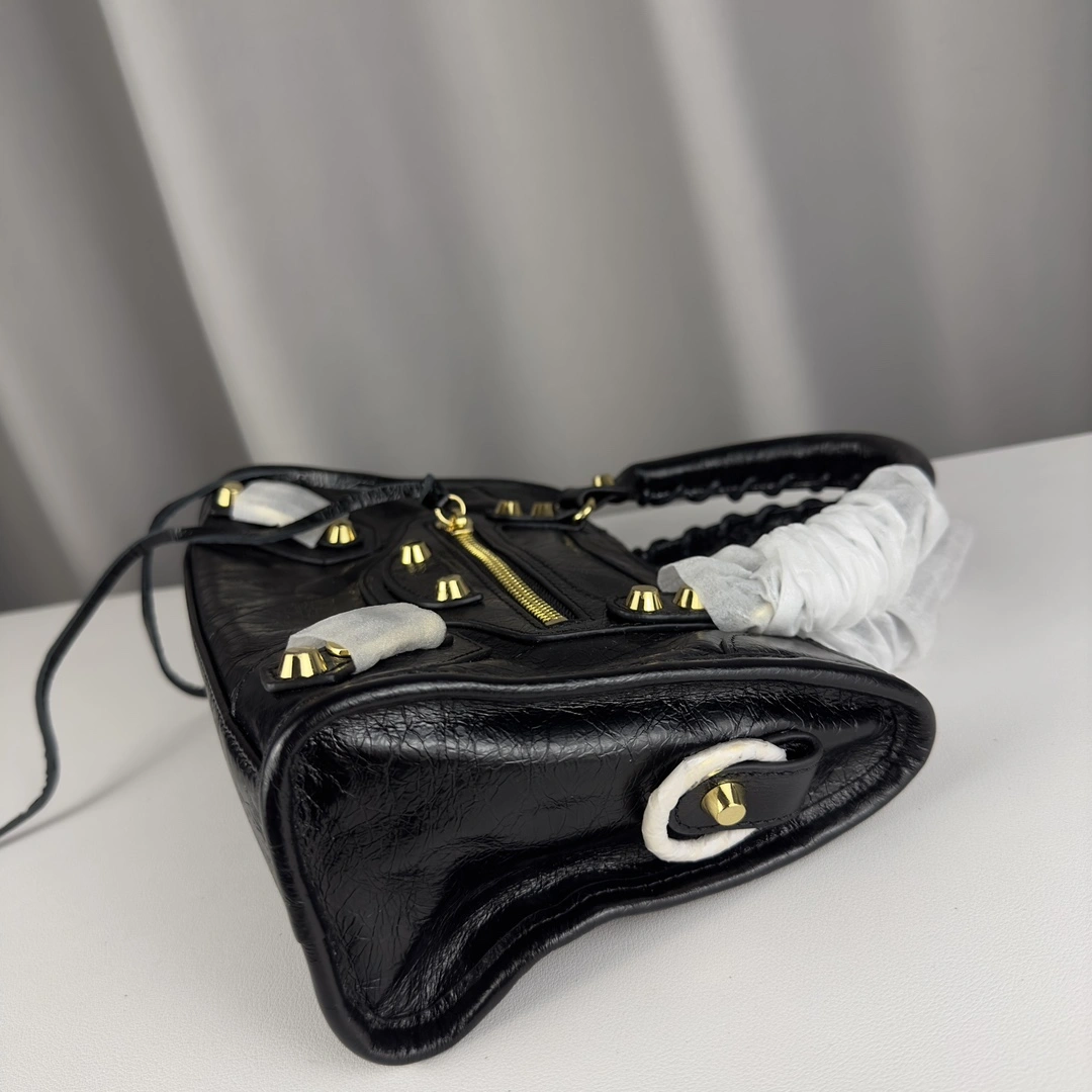 UrbanStyle Balenciaga Mini Motorcycle Bag - Logo Print with Gold Studs 60990
