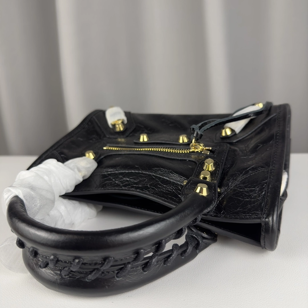 UrbanStyle Balenciaga Mini Motorcycle Bag - Logo Print with Gold Studs 60990