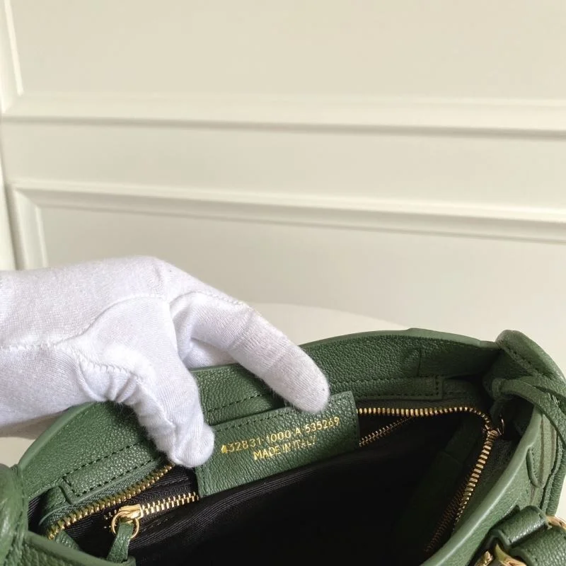Bold Balenciaga Mini Olive Green Goat Leather Motorcycle Bag with Gold Buckle 38369